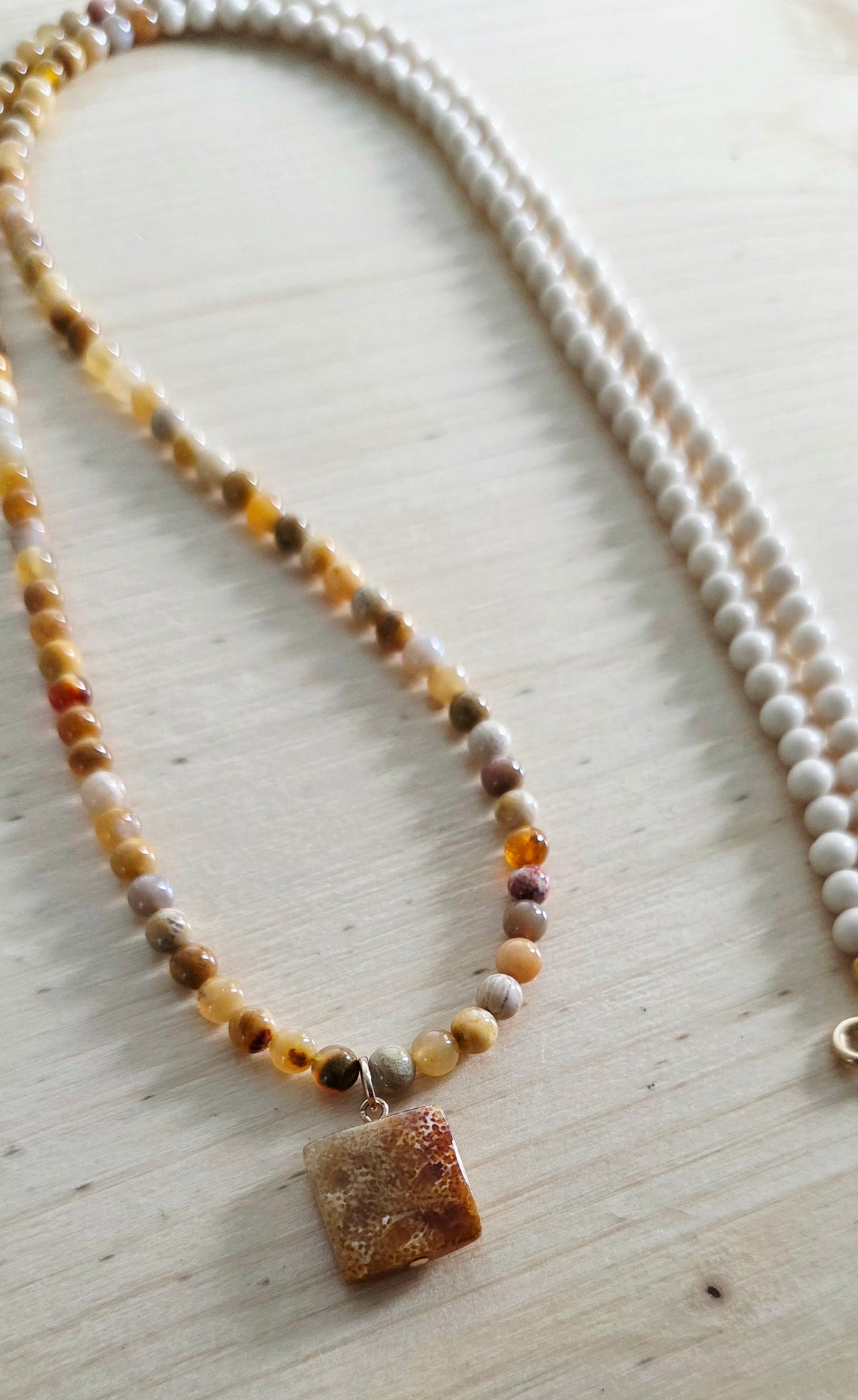 Fossil Necklace, Brown Necklace