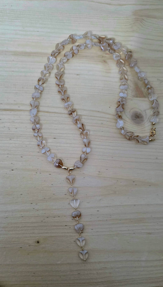 Tan Givre Heart Necklace