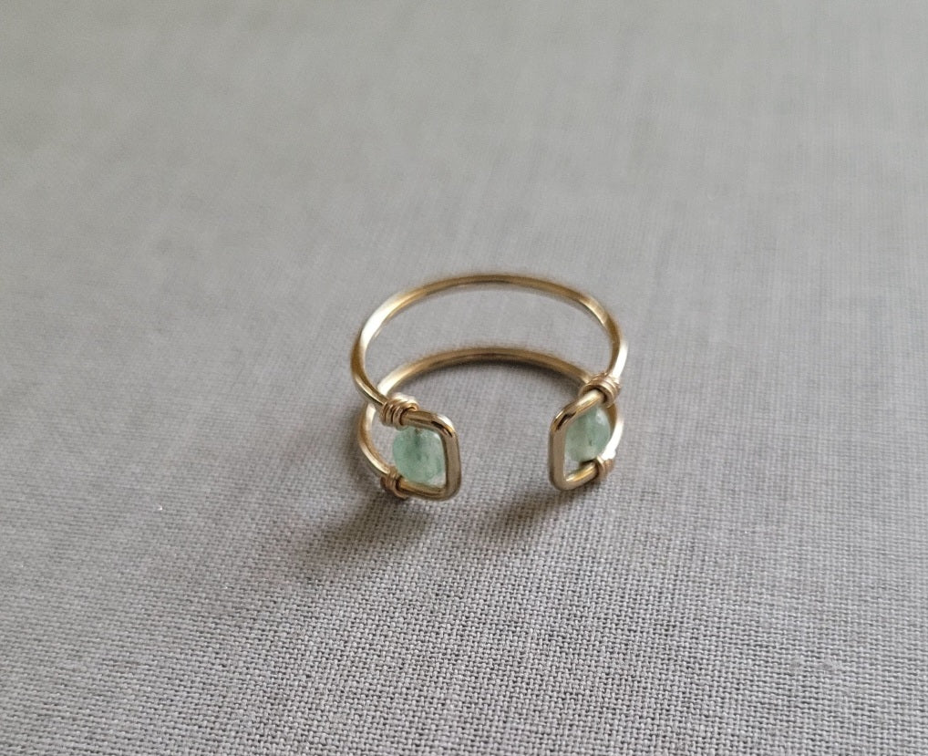 Aventurine Open Gold Ring