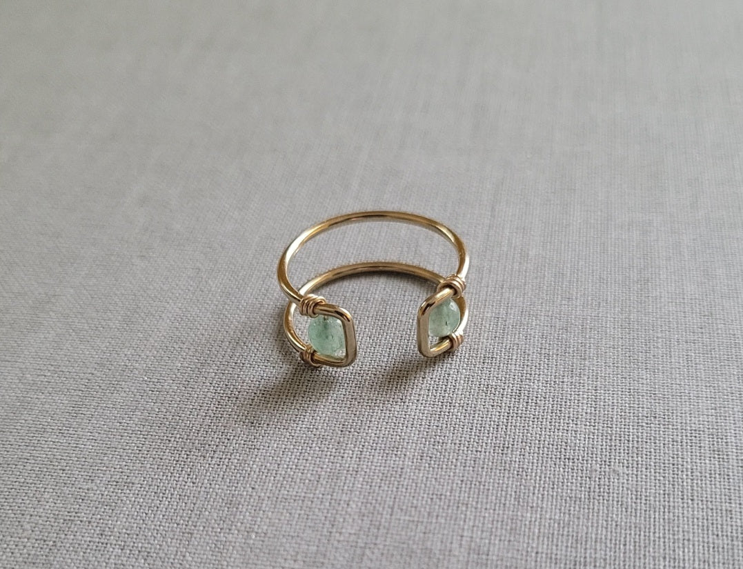 Aventurine Open Gold Ring