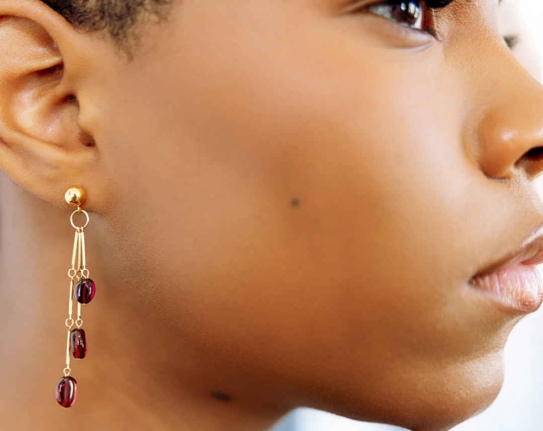 Garnet Tassle Earrings