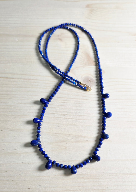 Lapis Lazuli Teardrop Beaded Necklace