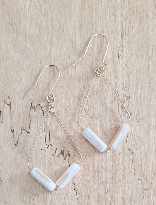 Mother of Pearl Rhombus Earrings