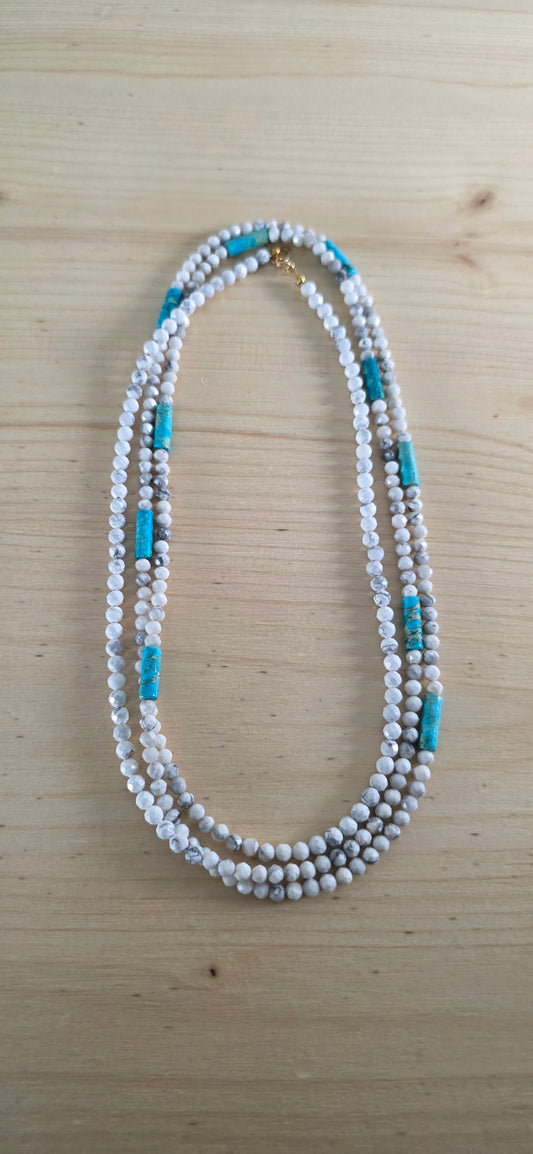 Blue & White Necklace,  Howlite & Jasper
