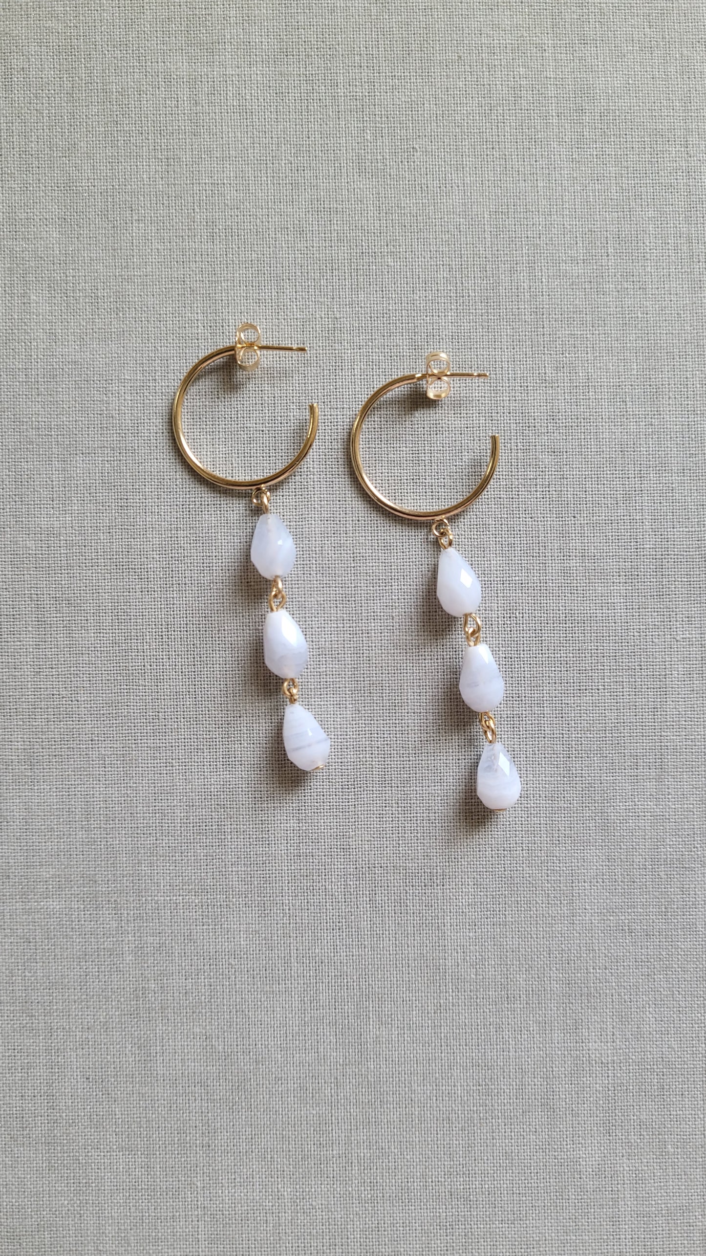 Lace Agate Hoop Earrings