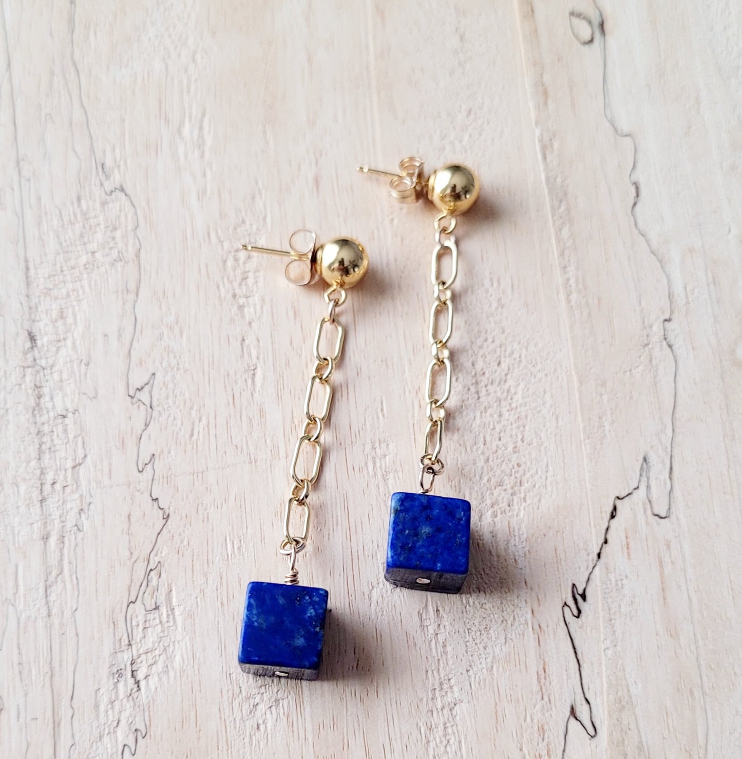 Lapis Lazuli Cube Earrings