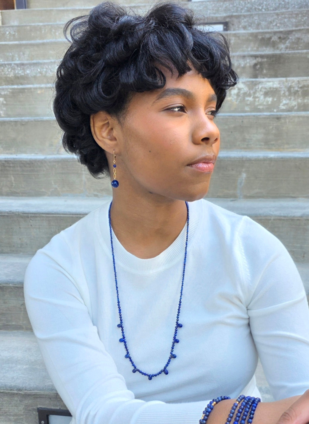 Lapis Lazuli Teardrop Beaded Necklace