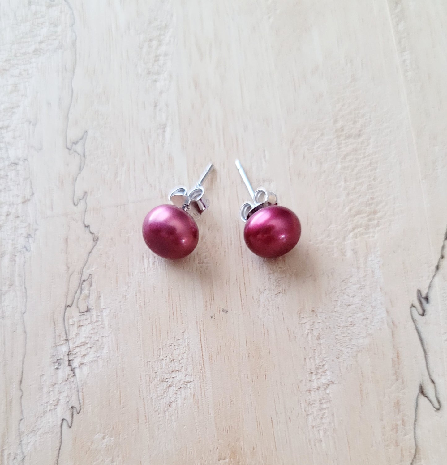 Cranberry Pearl Post Earrings