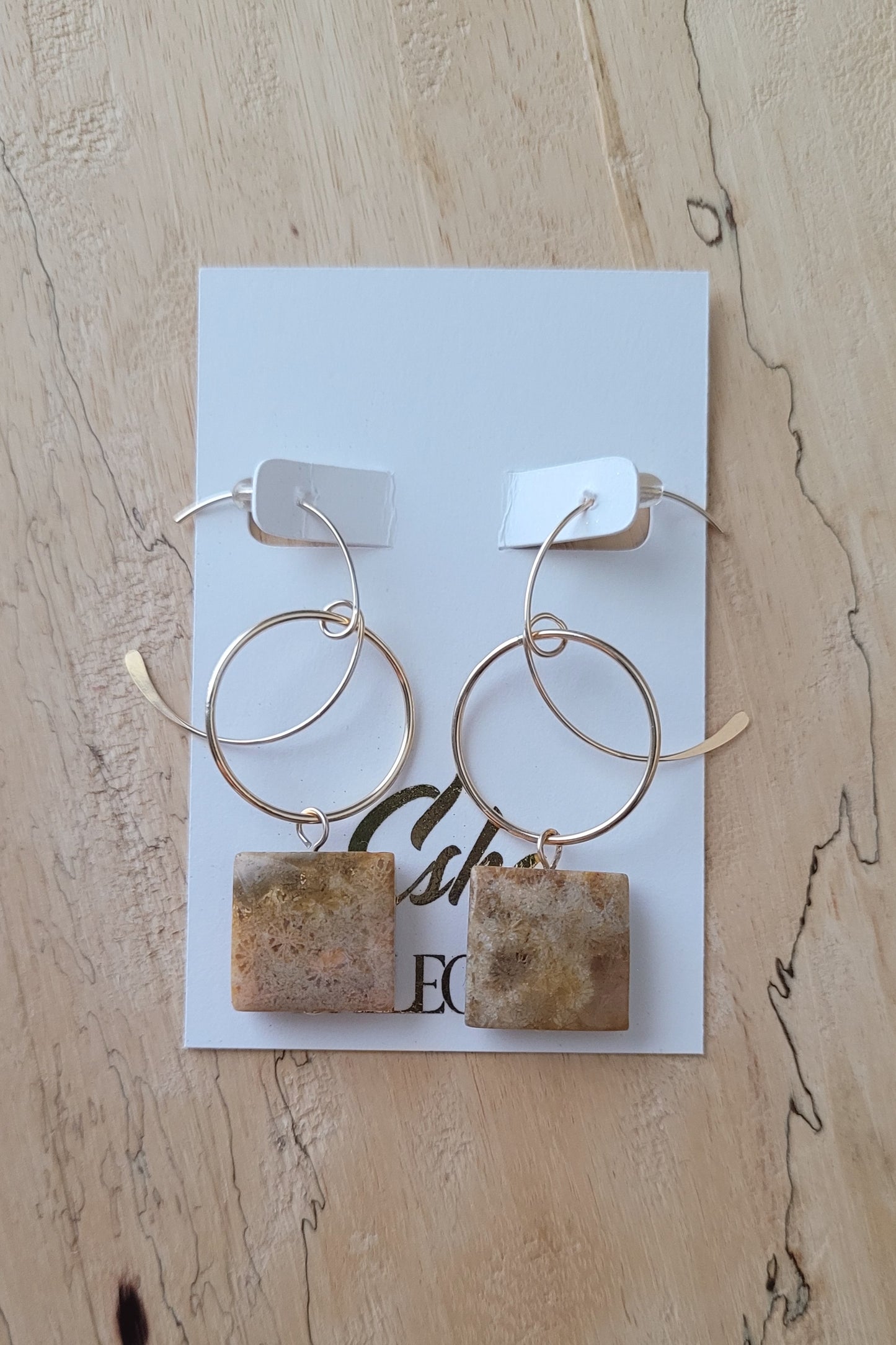 Fossil and Gold Earrings