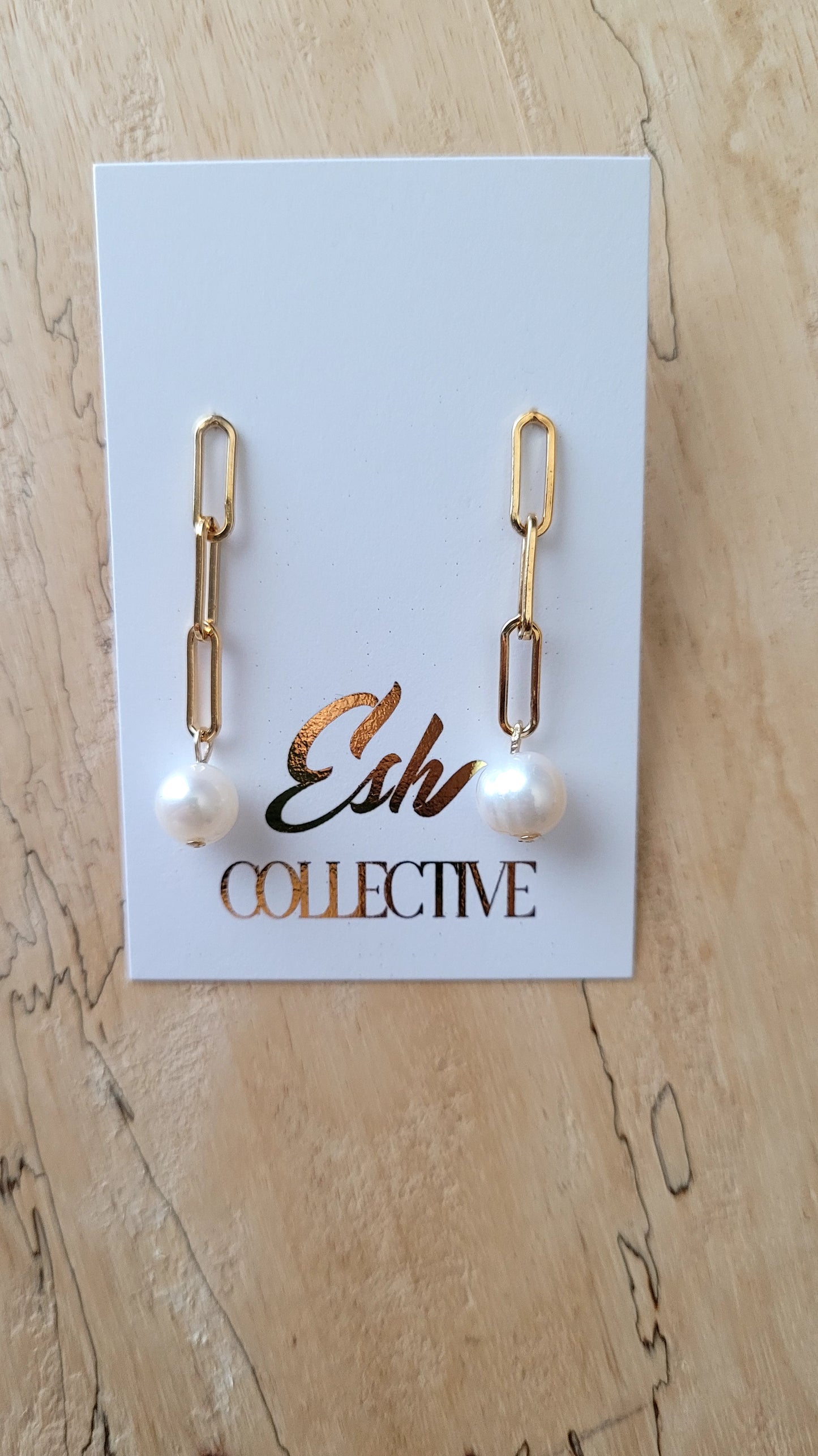 Pearl Paperclip Earrings